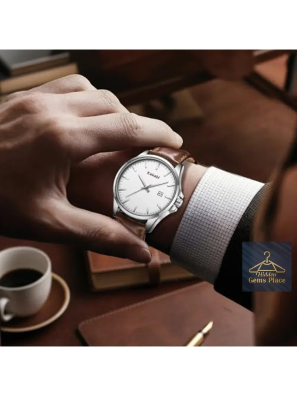 Men's Minimalist Leather Watch Classic Analog Quartz Date